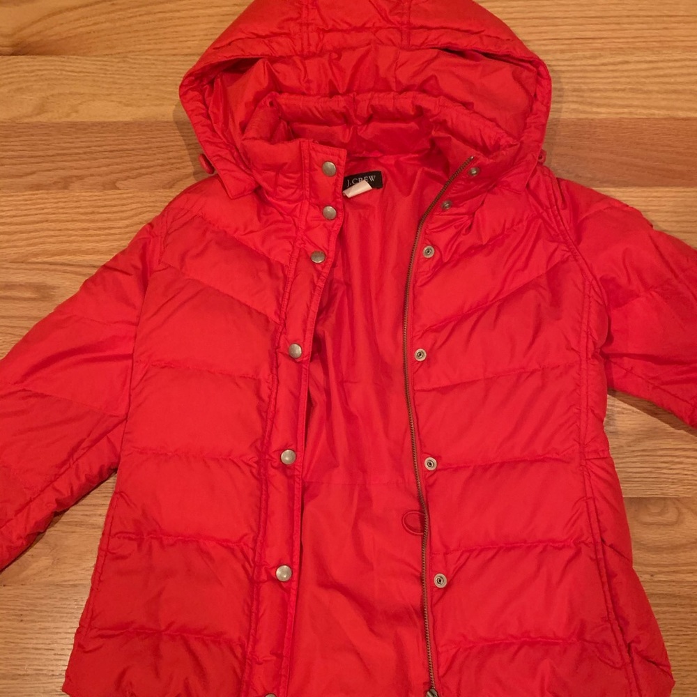 JCrew Red Down Jacket. Small.